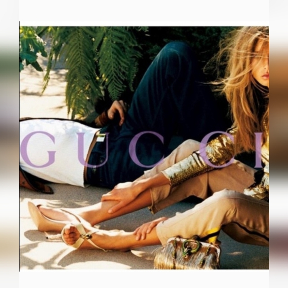Gucci x Tom Ford Vintage 04' Farewell Runway Gold Metallic Python Sandals COA 6½ - Picture 3 of 16